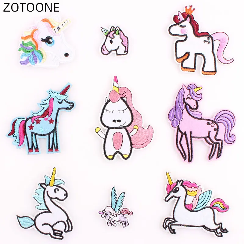 ZOTOONE Милая нашивка единорога с помощью утюга заплатки в виде животных для одежды