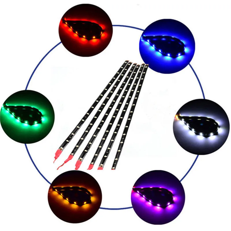 New 2PCS 30CM Car Strip Light 15 LED Motorcycle Flexible Bar 3528 SMD Underbody Boat Atmosphere Decorative Lamp | Автомобили и