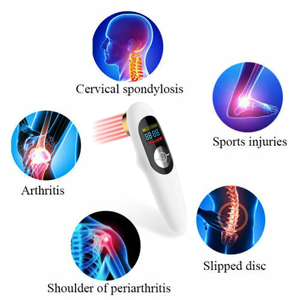 LASTEK 3 in 1 Home Medical Kit 650/808nm Handheld Pain Relief Laser Therapy Device + Acupuncture Pen + Cervical Massage Stickers