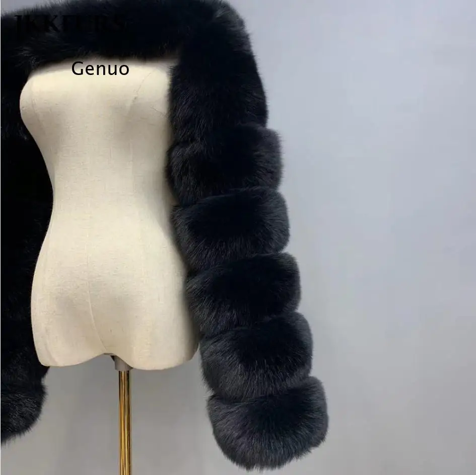 Faux Fur Cropped Shawl Coat Luxury Imitation Fox Fur Jacket One Shoulder High Quality Abrigo Mujer 2021 New