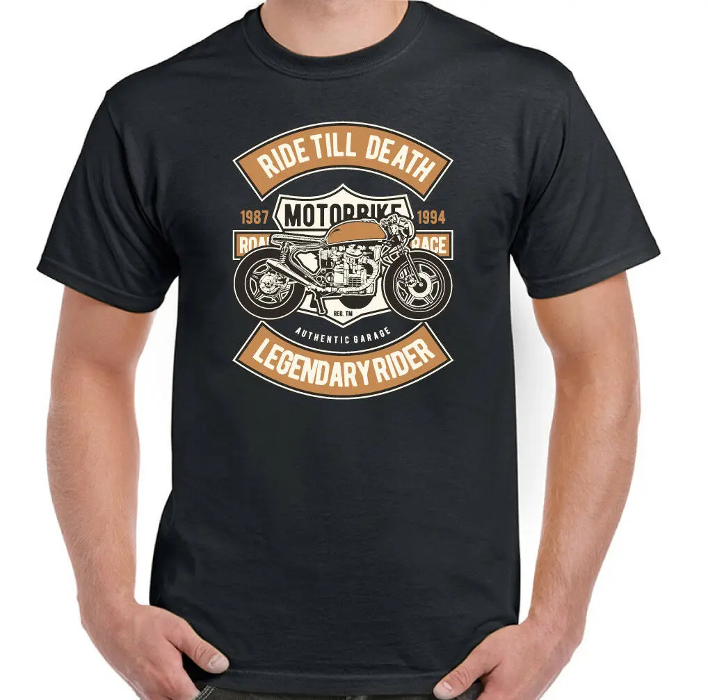 Reite bis Death Herren Biker T-Shirt Motorrad Indian Chopper |