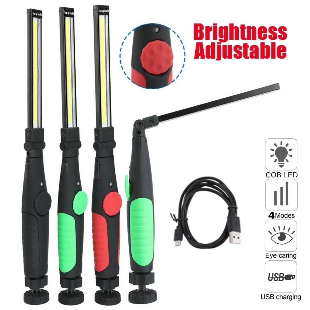 

4x 1x Folding 3in1 cob led flashlight Torch 1800mAh 1200mAh USB Rechargeable Camping Emergency Light 360Â° Inspection Lamp