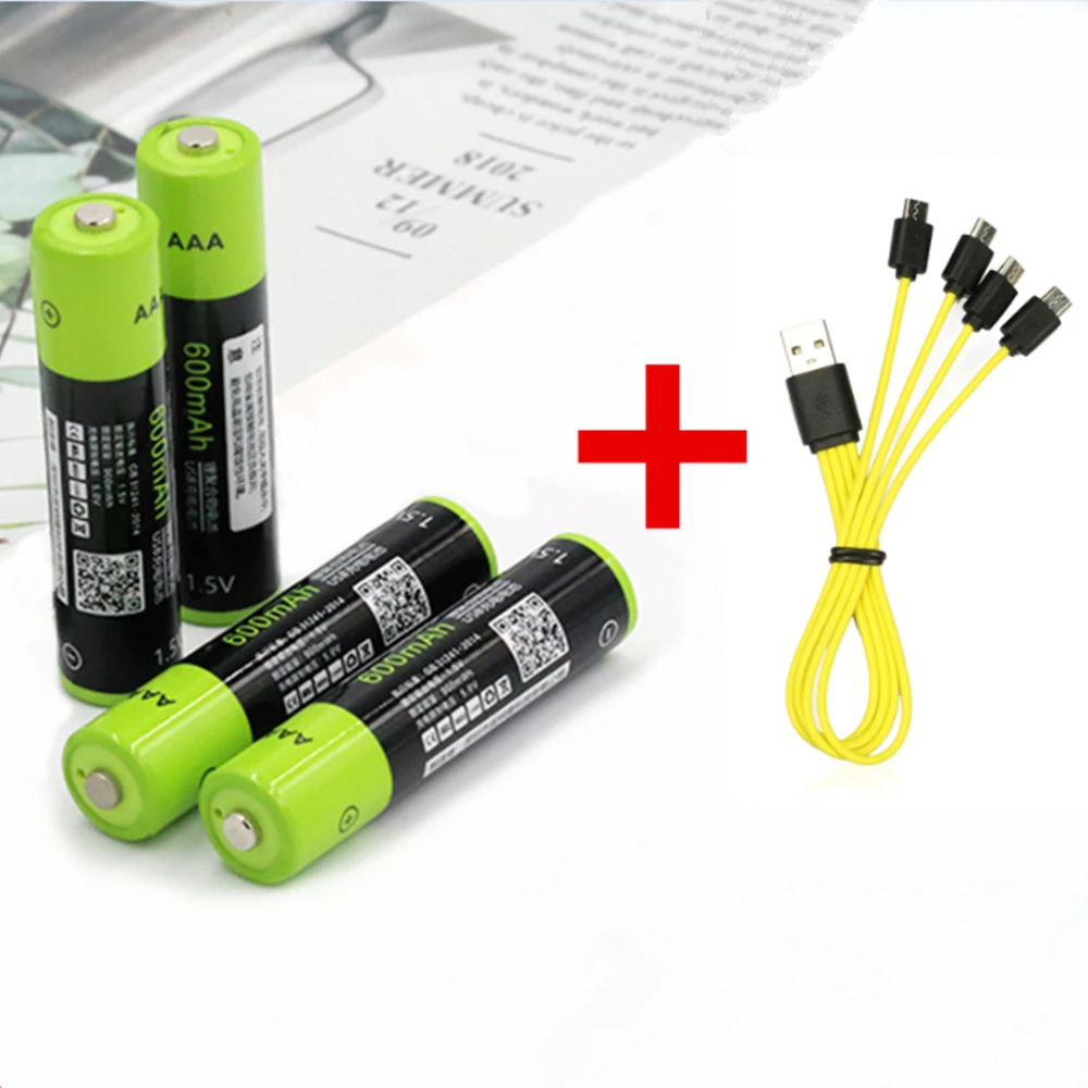 Горячая продажа ZNTER 1 5 V AAA перезаряжаемая батарея 600 mAh USB литий полимерная Быстрая