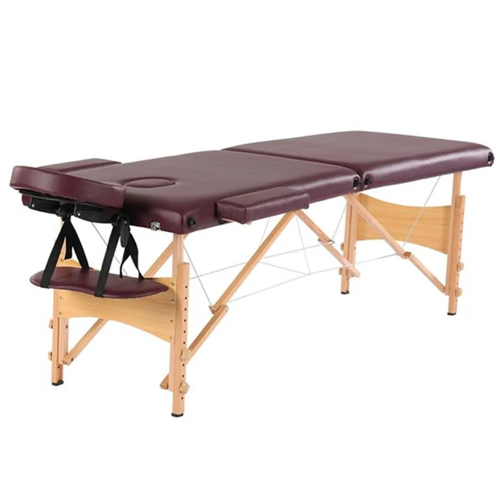 84 2 Sections Folding Portable Beech Leg Beauty Massage Table