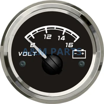 

KUS Marine Battery Voltage Gauge Boat Car Truck RV Voltmeter Volt Indicator Steel Bezel Black Face 8-16V 52mm