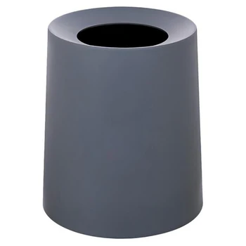 

Household Double-Layer Round Trash Can Office Living Room Kitchen Bathroom Double-Layer Trash Bin Waste Bins Without Lid Gray