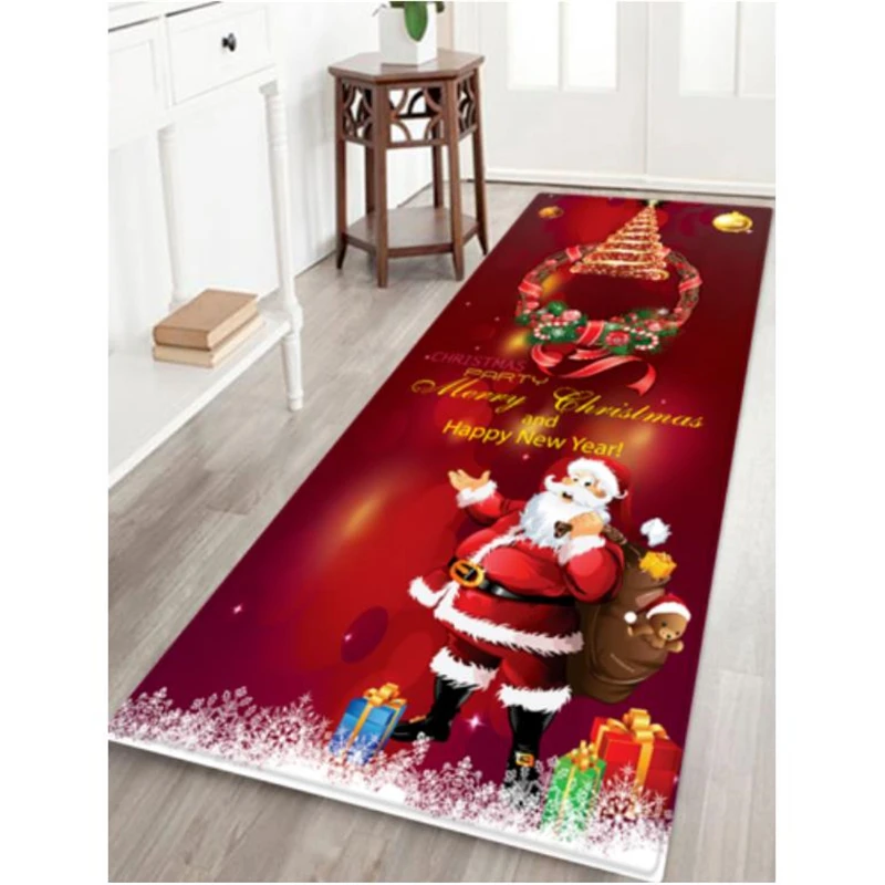 Red Santa Claus Merry Christmas 3D напольный ковер напольные коврики двери противоскользящие кухня столовая камин Санта Снеговик фланелевый коврик Домашний декор - Цвет: Red Santa Claus