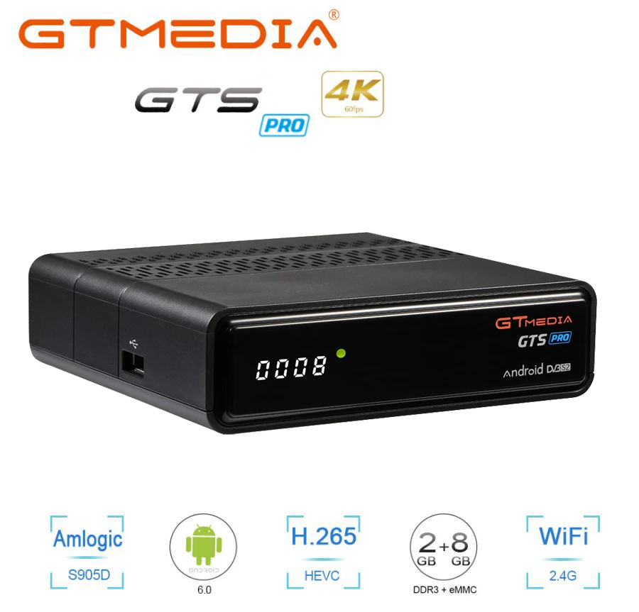 

Receptor Satellite Receiver GTS pro HD 1080P dvb s2 ccam Android 6.0 tv box iptv m3u Built in Wifi 4k BT4.0 PK Gt media V8 nova