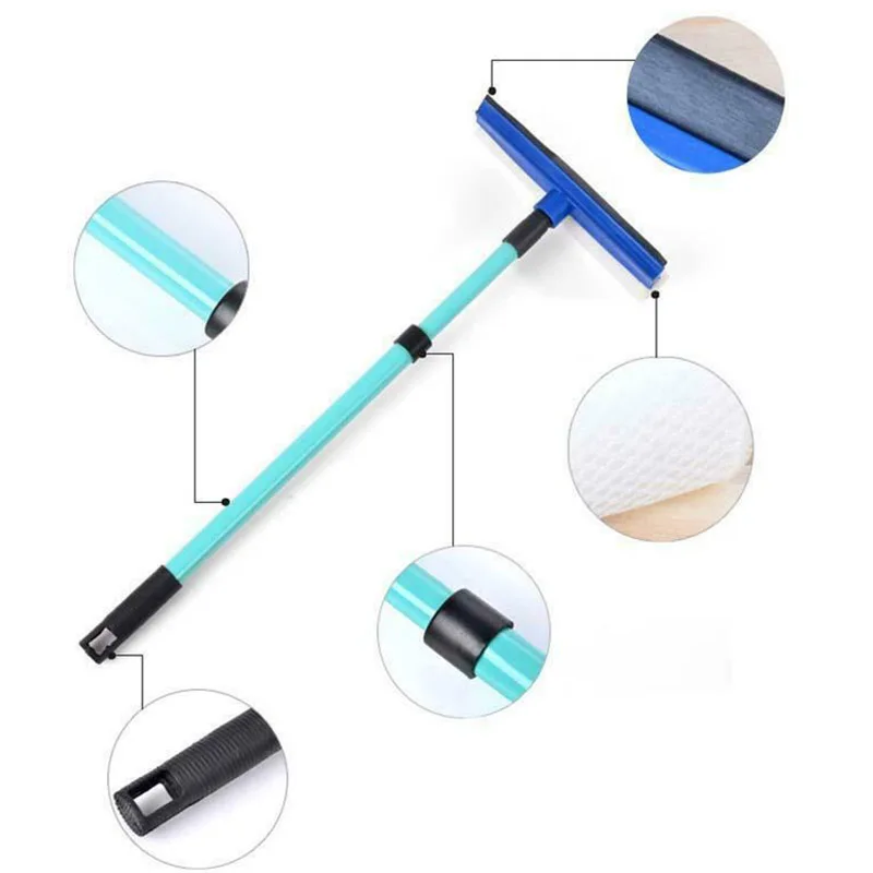 2 In 1 Telescopic Casement Glass Squeegee Cleaner Wiper Long Handle Sponge Brush Window Housework Kitchen Cleaning Tools cleaning brush window cleaning squeegee window cleaner window cleaning tool glass scraper glass window scraper cleaning squeegee scraper tool scraper cleaner glass cleaner brush