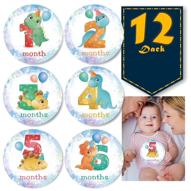 souvenirs for a newborn baby boy 12 Pcs/Set Baby Pregnant Monthly Stickers Cute Dinosaur Memory Recording Milestone Sticker Newborn Growth Photo Photography C6UF hand & footprint makers book