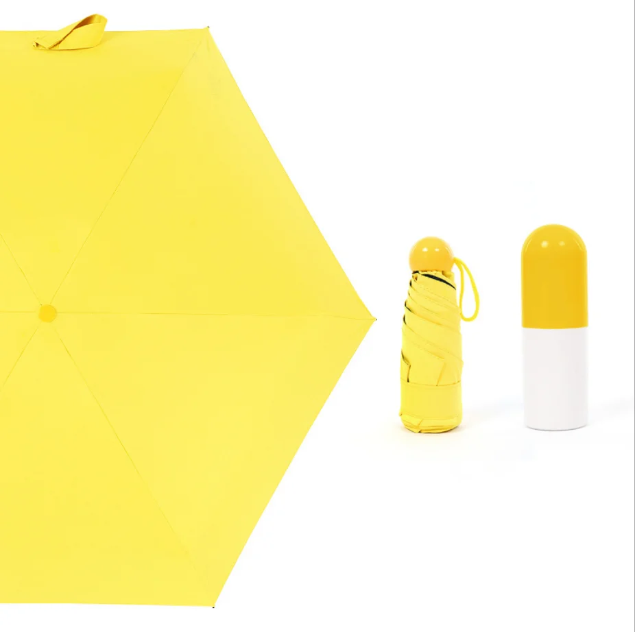 Yellow Мини-капсула женский зонтик ясный Карманный анти-УФ зонтик Ветрозащитный Складной Зонтики компактные дождевые детские зонтики - Цвет: Yellow