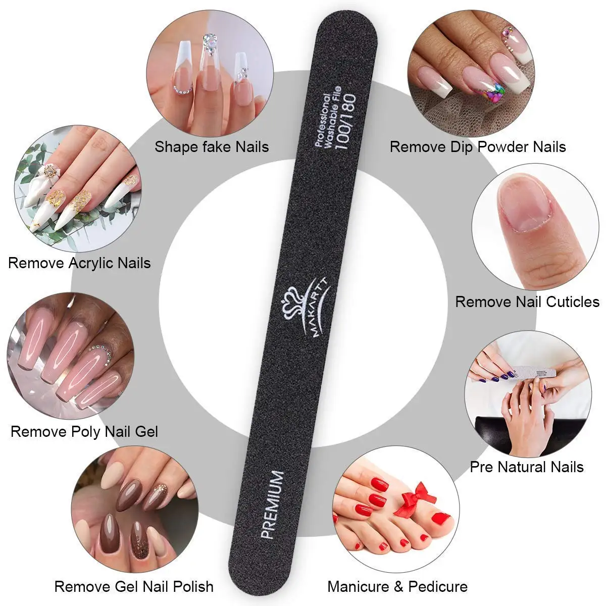 Nail Files 100 180 ,120 240 Grit For Poly Nail Extension Gel Acrylic Nails  Files Double Sided Black Washable Nail File Set - Nail Files - AliExpress