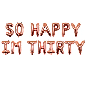 

15pcs 16inch/lot Silver Rose Gold SO HAPPY IM THIRTY Letter Balloons 30th Happy Birthday Party Balloons