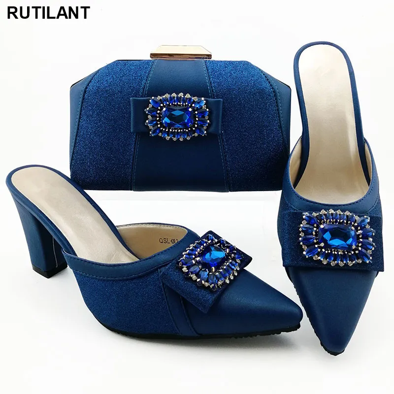 

Fashion Luxury Shoes Women Designers Italian Shoes with Matching Bags Set with Rhinestone Elegant Women Wedding Pumps with Purse