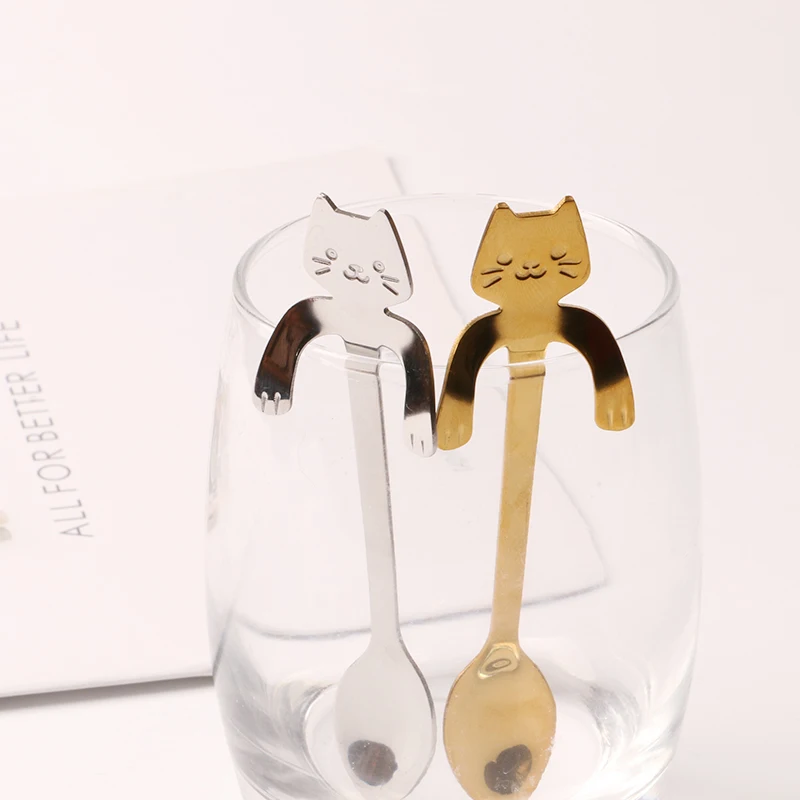 Ложка для кофе и чая в виде кошки 3 цвета|creative spoons|tea spoonmini spoon |