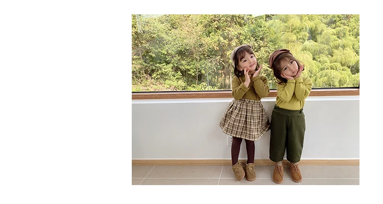 baby girl autumn winter new velvet thick warm sweater children solid color long sleeve tops kids clothing