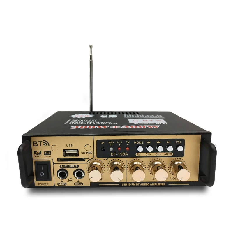 

AABB-600W Audio Power Amplifier with EU Plug 12/220V 2CH Mini HIFI Bluetooth Digital Audio Amp for Home /Car