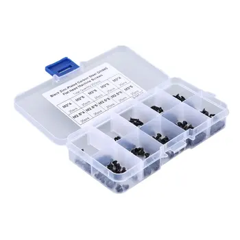 

250pcs M2 M2.5 M3 Black Zinc-platec Carbon Steel DIN965 Flat Head Machine Screws Combination Set B-965-01