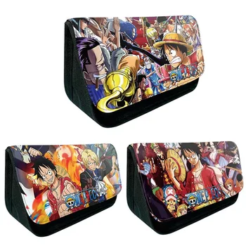 

Anime Cartoon Student Pencil Case Canvas Pen Bag Makeup Bag One Piece Anime Cosmetic Bag Stationery Bag