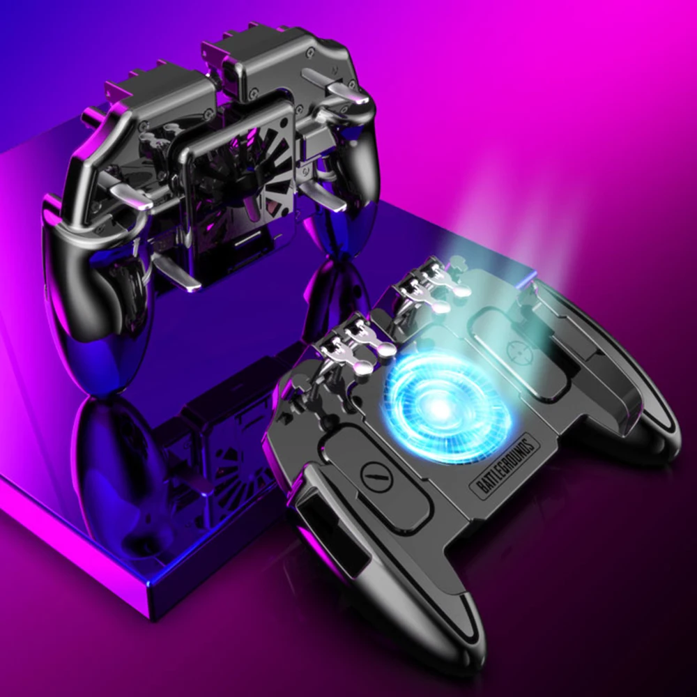 PUBG Mobile Joystick Controller Turnover Button Gamepad for PUBG iOS Android Six 6 Finger Operating Gamepad With Cooling Fan