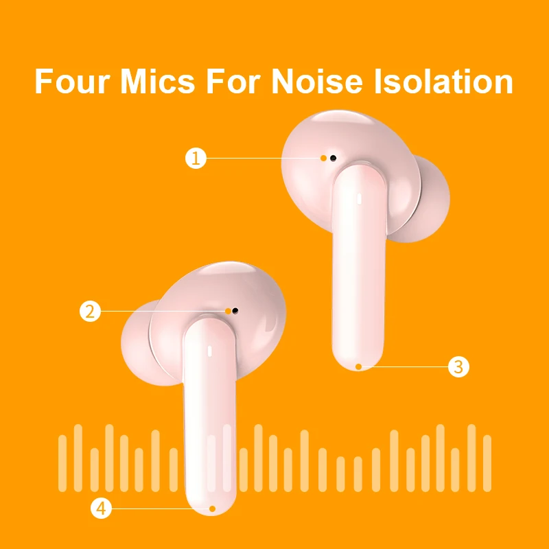 QCY T10 Wireless Bluetooth eadphones 4Mic noise isolation  Dual Armature Driver Headphones Type-C charge