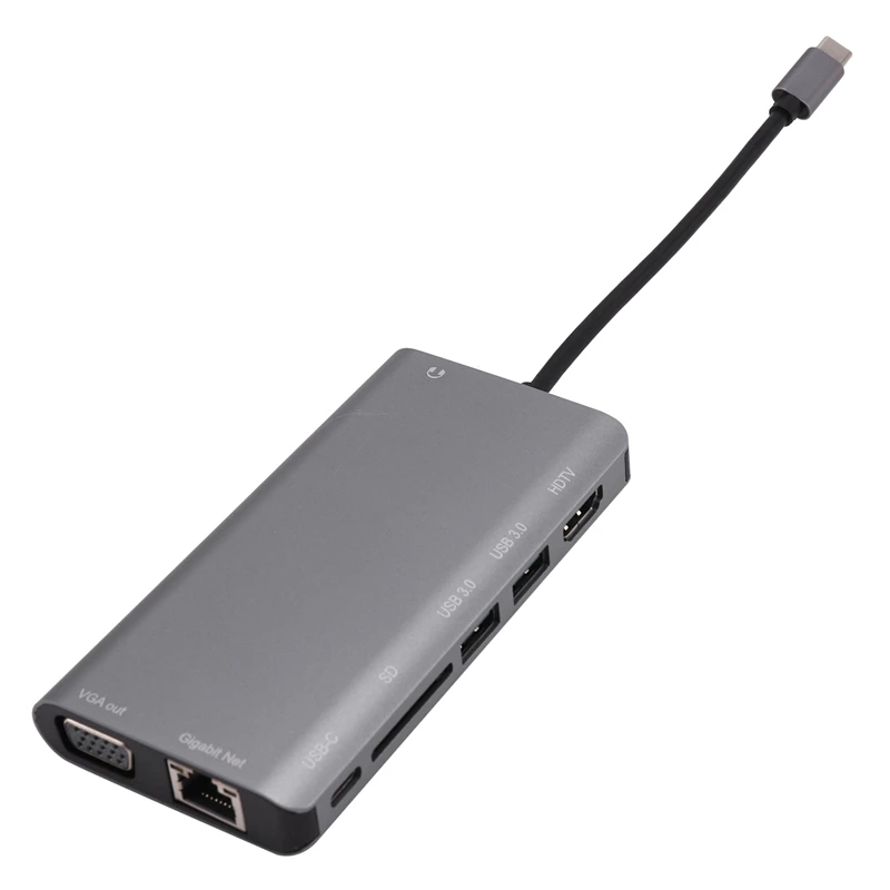 8 в 1 Тип C к HDMI VGA концентратор сетевой карты Расширение Док USB кард ридер|Сетевые