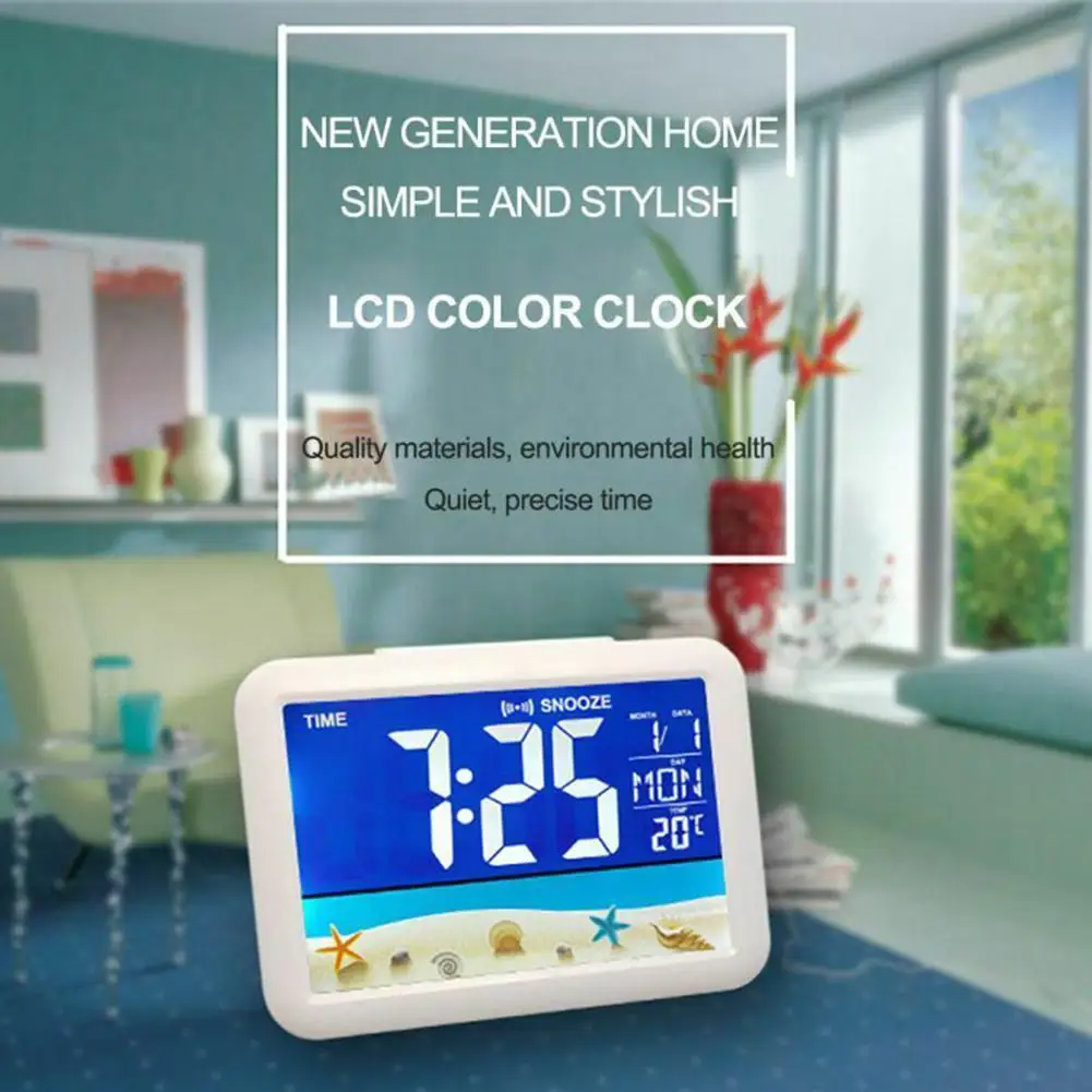 

LCD Big Color Screen Home Office Temperature Display Monitor Digital Alarm Clock