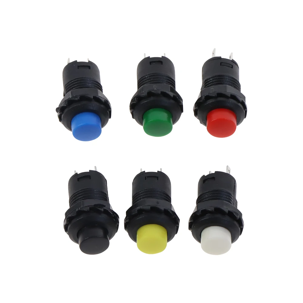 Red Black Green Blue Yellow 12MM Waterproof Momentary Push Button Switch Normal Open NO Mini Micro ON Off 125V 3A 10PCS