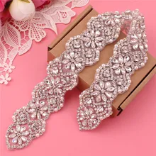 Crystal Rhinestones Wedding Belt Luxury Bridal Belts Sash White Ivory Champagne Ribbon For Women Evening Dress