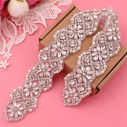 Crystal Rhinestones Wedding Belt Luxury Bridal Belts Sash White Ivory Champagne Ribbon For Women Evening Dress