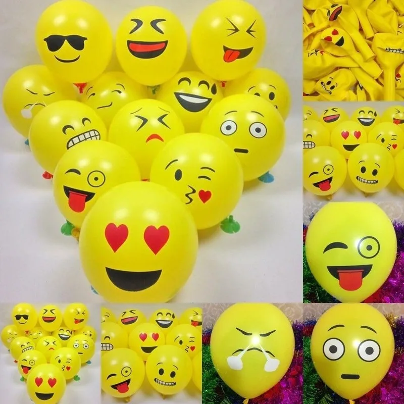 10 unids/lote 12 pulgadas amarillo cara de la sonrisa de látex globos de aire bolas inflables decoración para fiesta de boda cumpleaños suministros de globos de fiesta