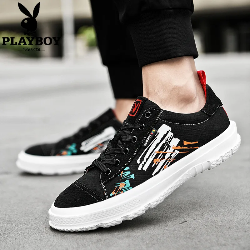 

PLAYBOY MEN'S SHOES 2019 Autumn New Style Cloth Shoes Men's Simple Printed Sneakers Trend Casual Shoe Men's Trendy Shoes