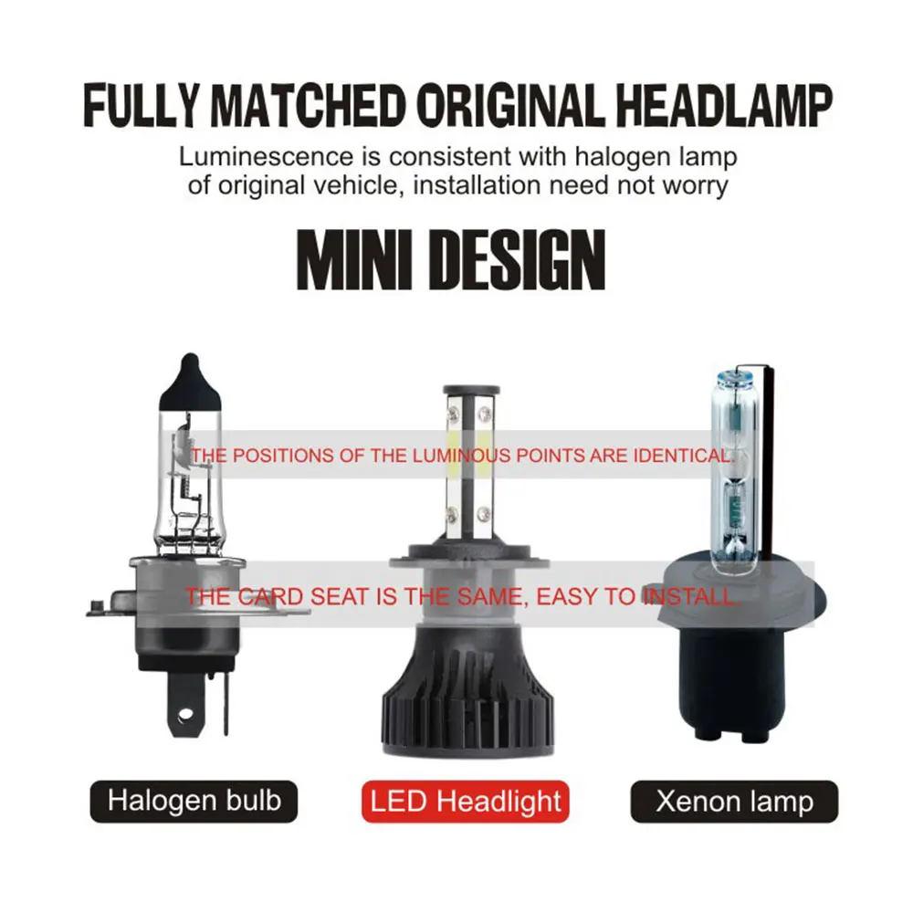 4 side headlight led H4 H7 H11 9005 HB3 9006 HB4 auto car light blub cob led headlight 12v heaadlamp Kit car syling 12V 6000k
