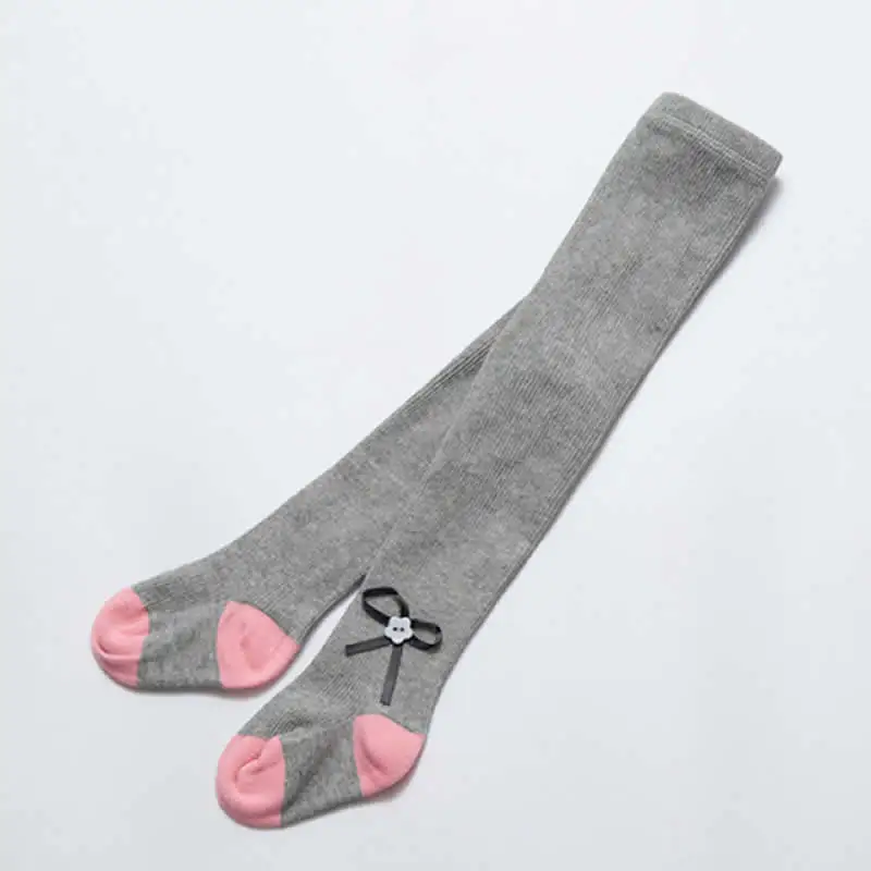 gray bow Baby tights Animal Fox Baby Girl Stocking Kids Children Knitted High tights Girl Pantyhose autumn stockings boy pantyhose Cotton - Цвет: gray bow