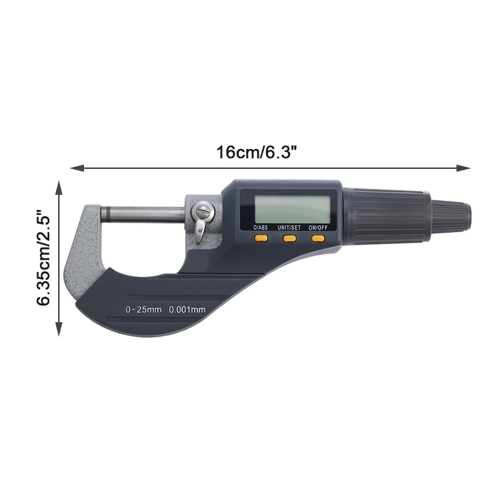 

0-25 mm Electronic Outside Micrometer 0.001 mm with Extra Large LCD Screen Digital Micrometer Electronic Digital Caliper Gauge
