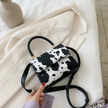 

Fashion Vintage Versatile Shoulder Bags Milk Cow Print Women Street Handbags Fashion Women's Crossbody Bags Girl Messenger Bag