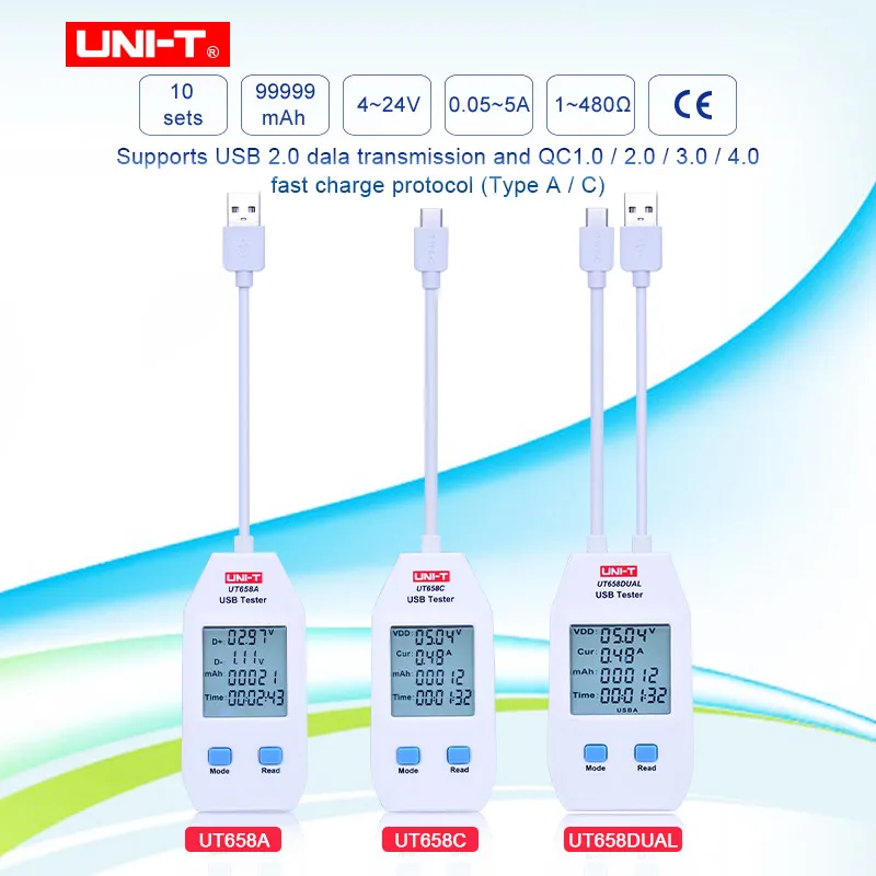 UNI T UT658A/UT658C/UT658DUAL Series USB измеритель мощности цифровой