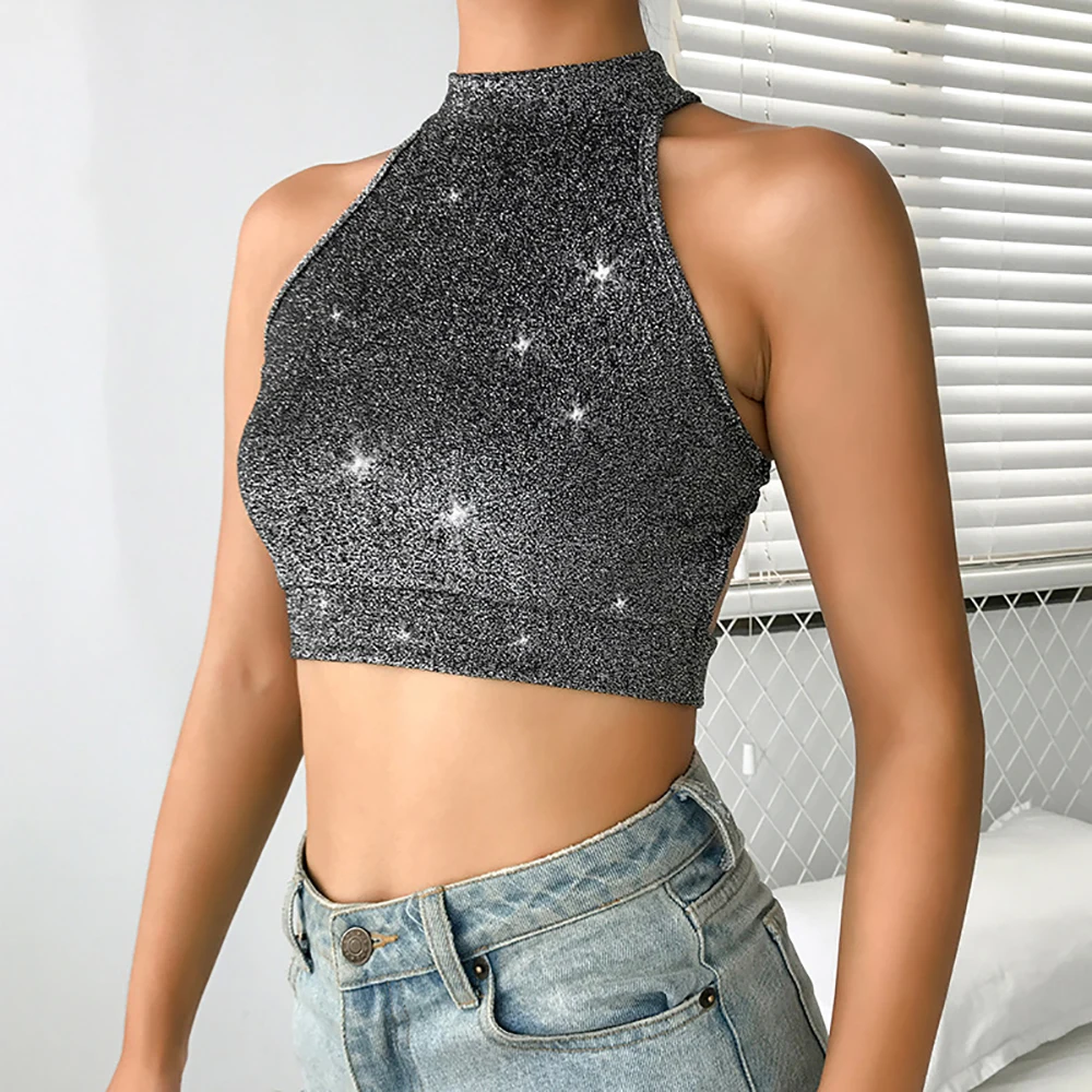 Sexy Women Summer Camis Vest Party Tees Tank Crop Tops Ladies Sequins Slim Backless Knot Bandeau Bustier Bralette Top Clubwear | Женская