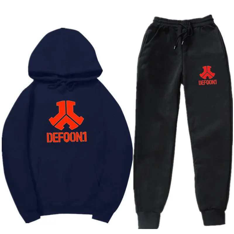 defqon 1 рок-группа хип-хоп Мужская Толстовка зима осень уличная повседневная шерстяная Толстовка Пуловер брюки Повседневный Спортивный костюм