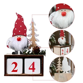 

1x Christmas Decoration Christmas Wooden Advent Calendar Countdown Santa Claus Xmas Party Desktop Decor
