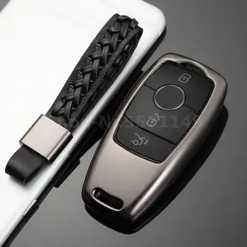 

Car Aluminium Alloy Key Holder Cover Bag Key Case For Mercedes Benz 2017 E Class W213 key chrome Chain Ring Cover Accessories