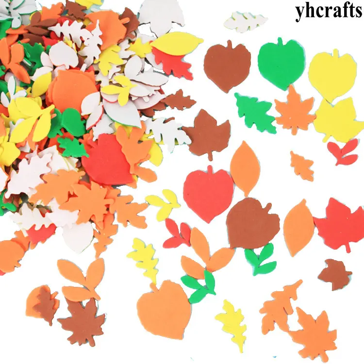 2 сумки(48-500 шт)/Партия. Необычные геометрические фигуры, поролоновые наклейки, детские игрушки. Набор для скрапбукинга. Ранние образовательные DIY. Детский сад ремесла - Цвет: 60PCS autumn leaf