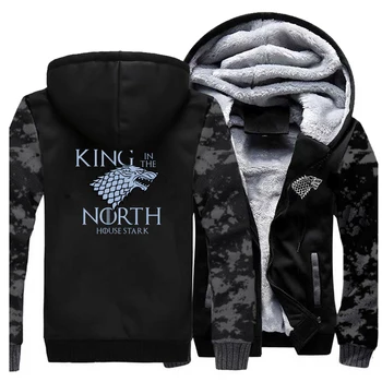 

Game Of Thrones House of Stark Sweatshirt Mens Raglan Funny Hooded 2019 Winter Hot Sale Hip Hop Sportswear Fashion Coat Thick