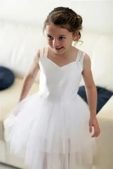 

Custom Made Satin Tops Flower Girl's Dresses Tulle Ball Gowns for Weddings Holy Communion Partyvestidos de comunion