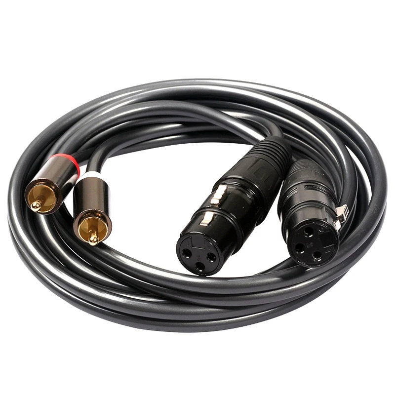 Двойной Женский Xlr к Rca кабель, сверхмощный 2 Xlr Женский к 2 Rca Мужской Соединительный кабель Hifi стерео аудио соединительный кабель провод