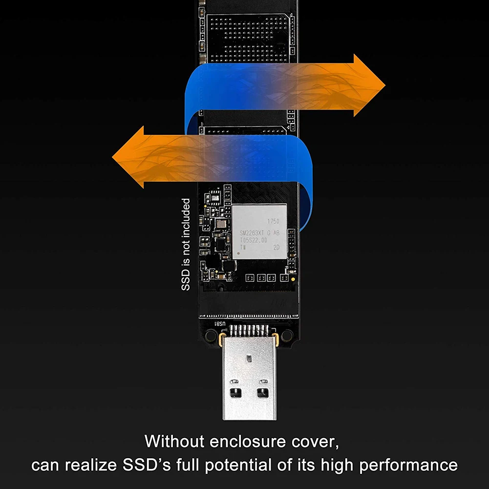 hard disk case 3.0 RTL9210 Chip M.2 NGFF M Key SSD to to USB 3.1 Type A Card HDD Case with USB Cable Pouch New NVMe to USB Adapter hard disk adapter case