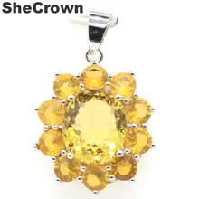 Женская свадебная серебряная подвеска из золотого цитрина, размер 34x23 мм