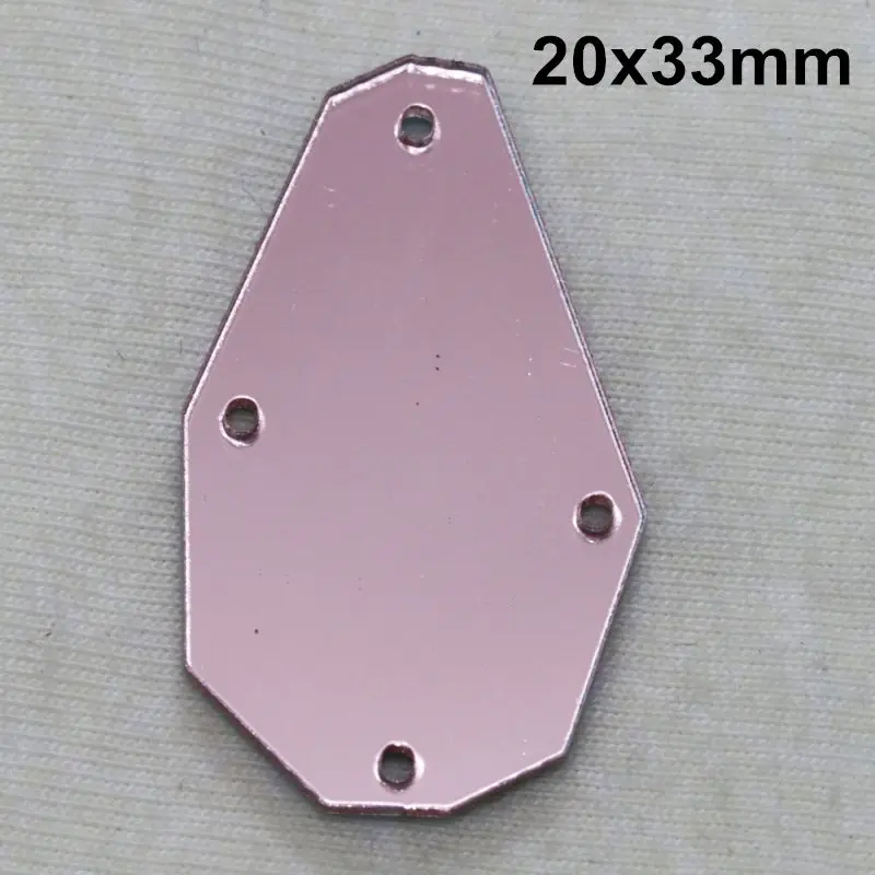 Акриловые бусины розовые зеркальные пришивные стразы DIY Flatback зеркальные акриловые пришивные стразы с отверстиями для шитья - Цвет: A19-20x33