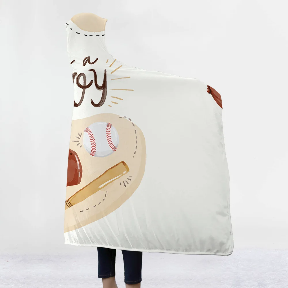 Одеяло с капюшоном 3D принт мячи для взрослых Детские шерпа флисовое Коралловое плюшевое одеяло носимые пледы одеяло для дома диван Манта