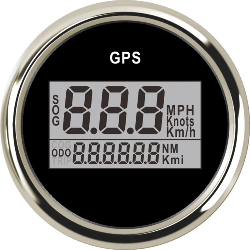 2 ''УФ-фильтр 52 мм с gps Скорость ometer одометром Водонепроницаемый цифровой миль в час) или для автомобиля лодка с Подсветка 12 V/24 V автомобиль Скорость датчик gps антенна ЖК-дисплей - Цвет: Black Silver-GPS